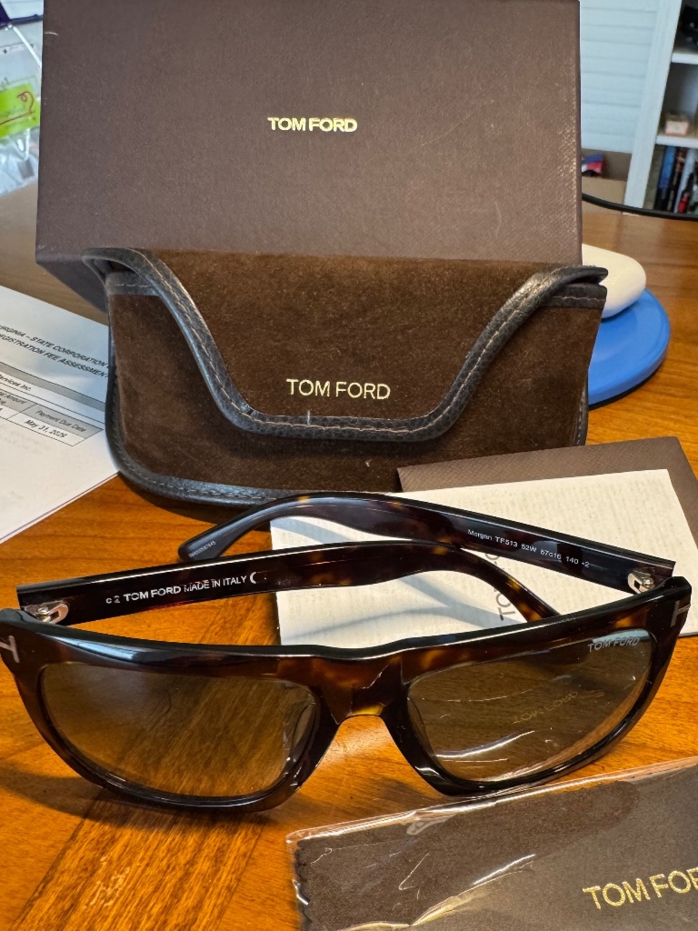 Tom Ford Morgan TF513 Sunglasses – Authentic – Full Set w/ Box & Receipt – Excel